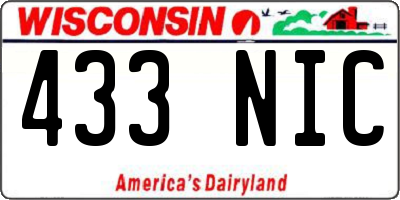WI license plate 433NIC