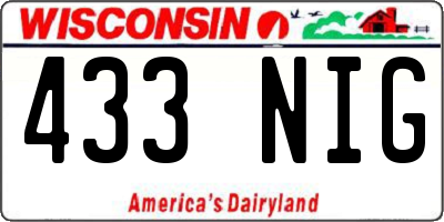 WI license plate 433NIG