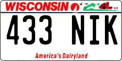 WI license plate 433NIK