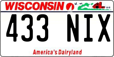 WI license plate 433NIX