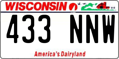 WI license plate 433NNW