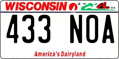 WI license plate 433NOA