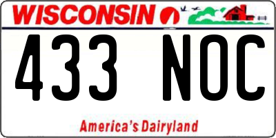 WI license plate 433NOC