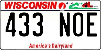 WI license plate 433NOE