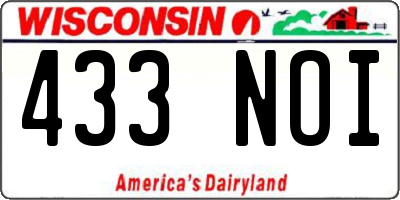 WI license plate 433NOI