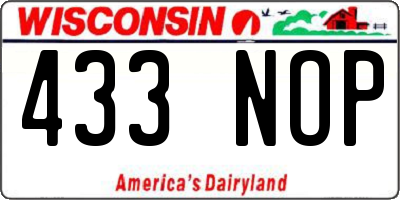 WI license plate 433NOP
