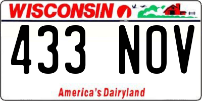 WI license plate 433NOV
