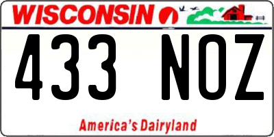 WI license plate 433NOZ