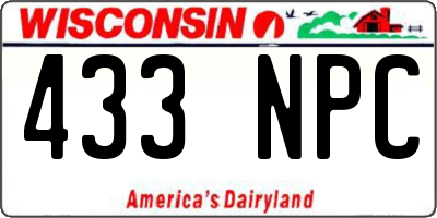WI license plate 433NPC