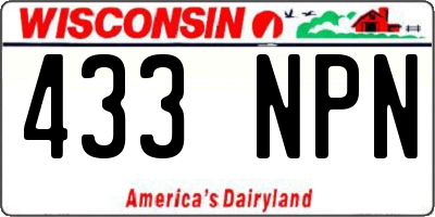 WI license plate 433NPN