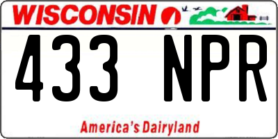 WI license plate 433NPR