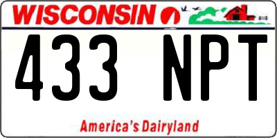 WI license plate 433NPT