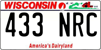 WI license plate 433NRC