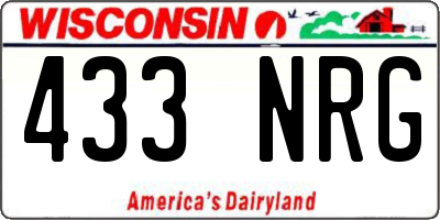 WI license plate 433NRG