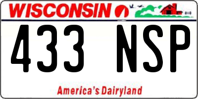 WI license plate 433NSP