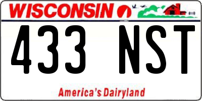 WI license plate 433NST