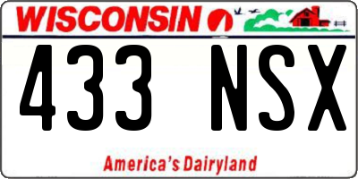 WI license plate 433NSX