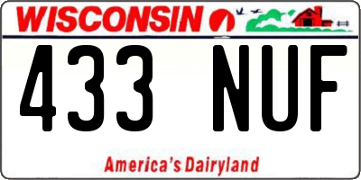 WI license plate 433NUF