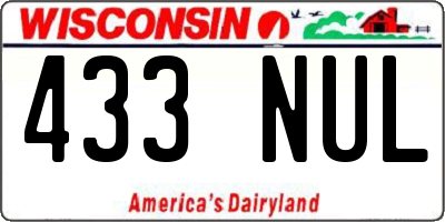 WI license plate 433NUL