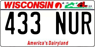 WI license plate 433NUR