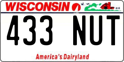 WI license plate 433NUT