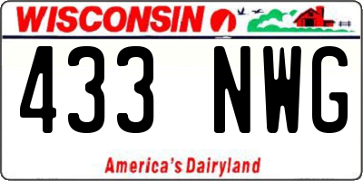 WI license plate 433NWG