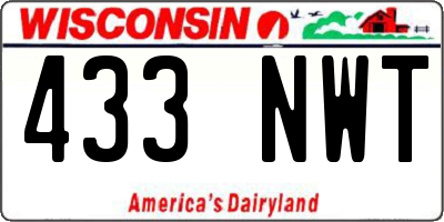 WI license plate 433NWT