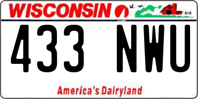 WI license plate 433NWU