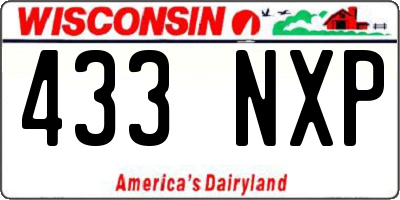 WI license plate 433NXP