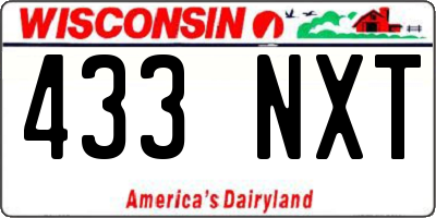 WI license plate 433NXT
