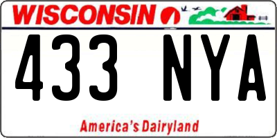 WI license plate 433NYA