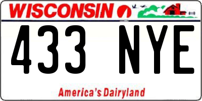 WI license plate 433NYE