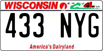 WI license plate 433NYG