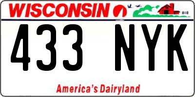 WI license plate 433NYK
