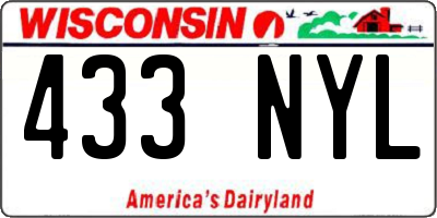 WI license plate 433NYL
