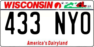 WI license plate 433NYO