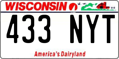WI license plate 433NYT