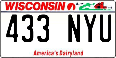 WI license plate 433NYU