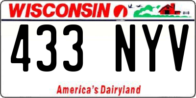 WI license plate 433NYV