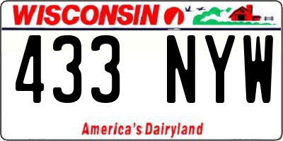 WI license plate 433NYW