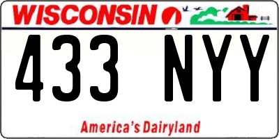 WI license plate 433NYY