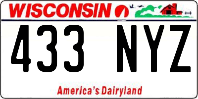 WI license plate 433NYZ