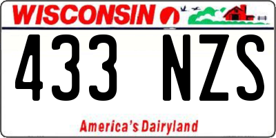 WI license plate 433NZS