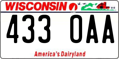 WI license plate 433OAA