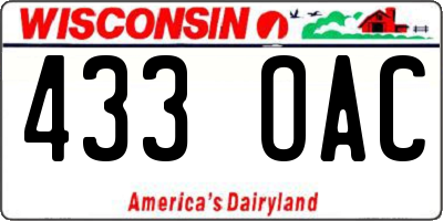WI license plate 433OAC