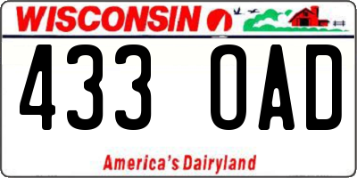 WI license plate 433OAD