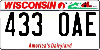 WI license plate 433OAE