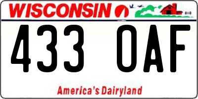 WI license plate 433OAF