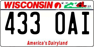 WI license plate 433OAI