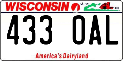 WI license plate 433OAL